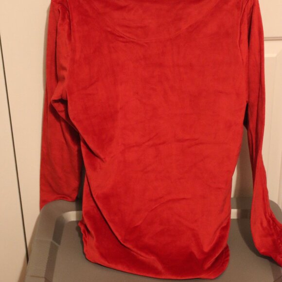 Climate Right By Cuddl Duds Long Sleeve Red Velour Size Large Cozy Casual - Picture 12 of 12